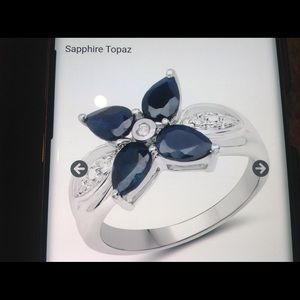Sapphire Topaz sterling silver size 7 design ring